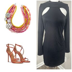 H& M BLACK CUT OUT MINI DRESS - PRELOVED - XL